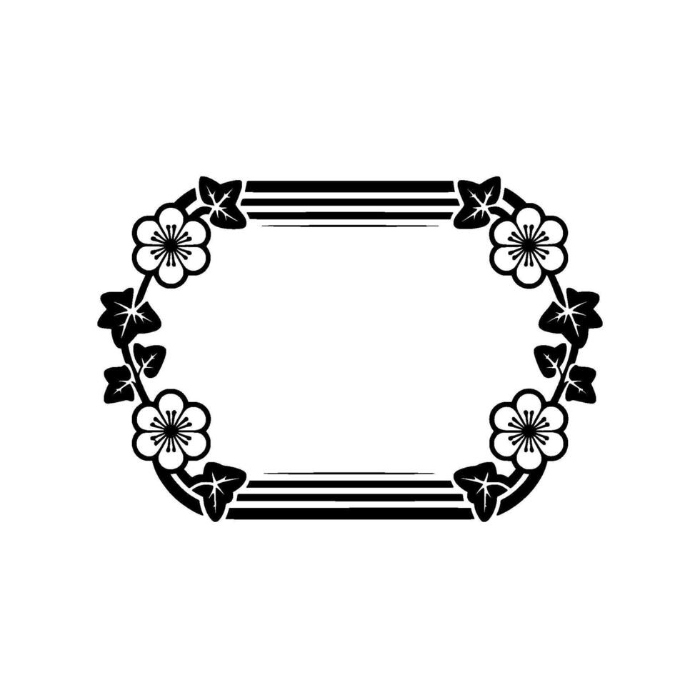 Elegant Floral Frame,- Black and White, Minimalist vector