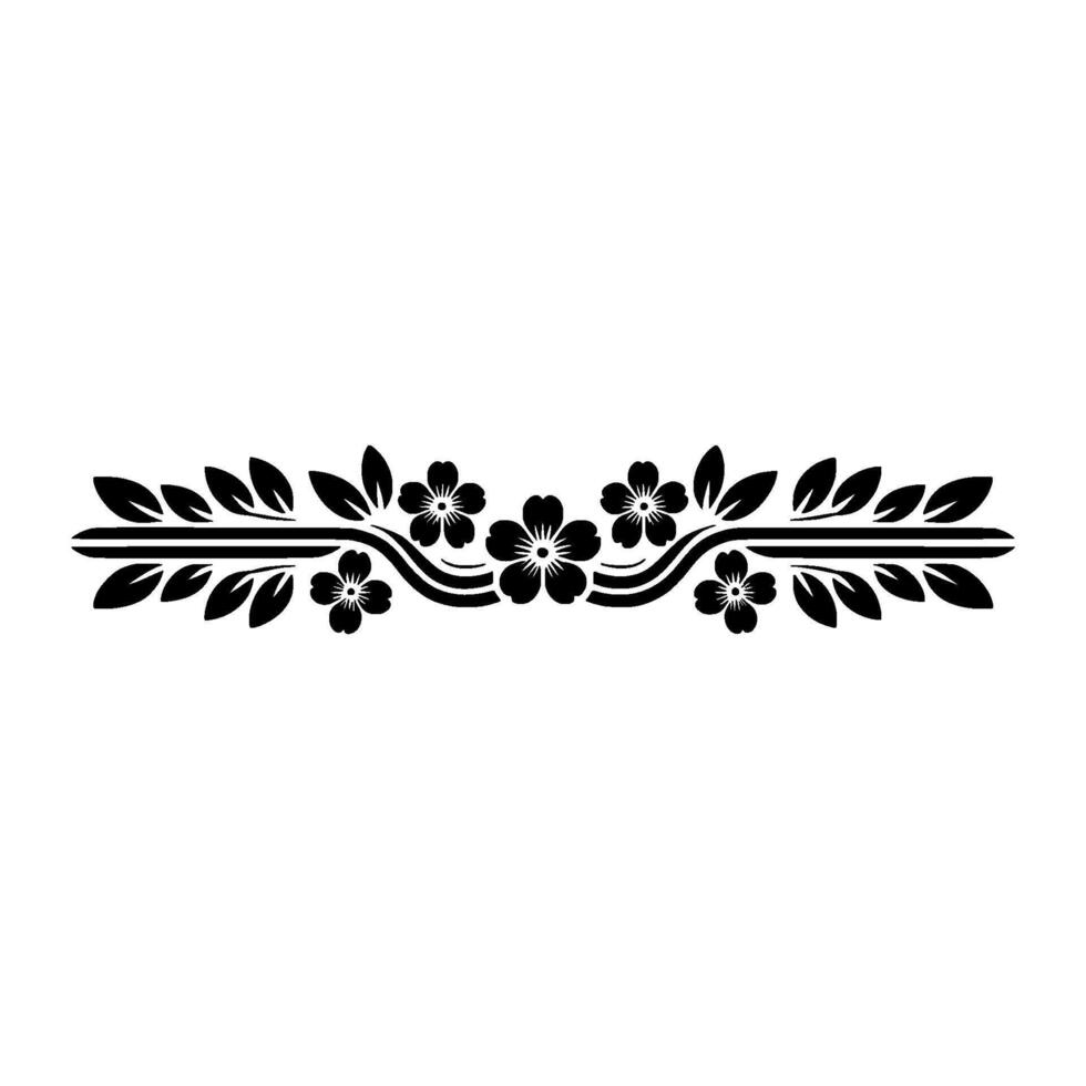 Floral Border in Black and White, Elegant Decorative vector