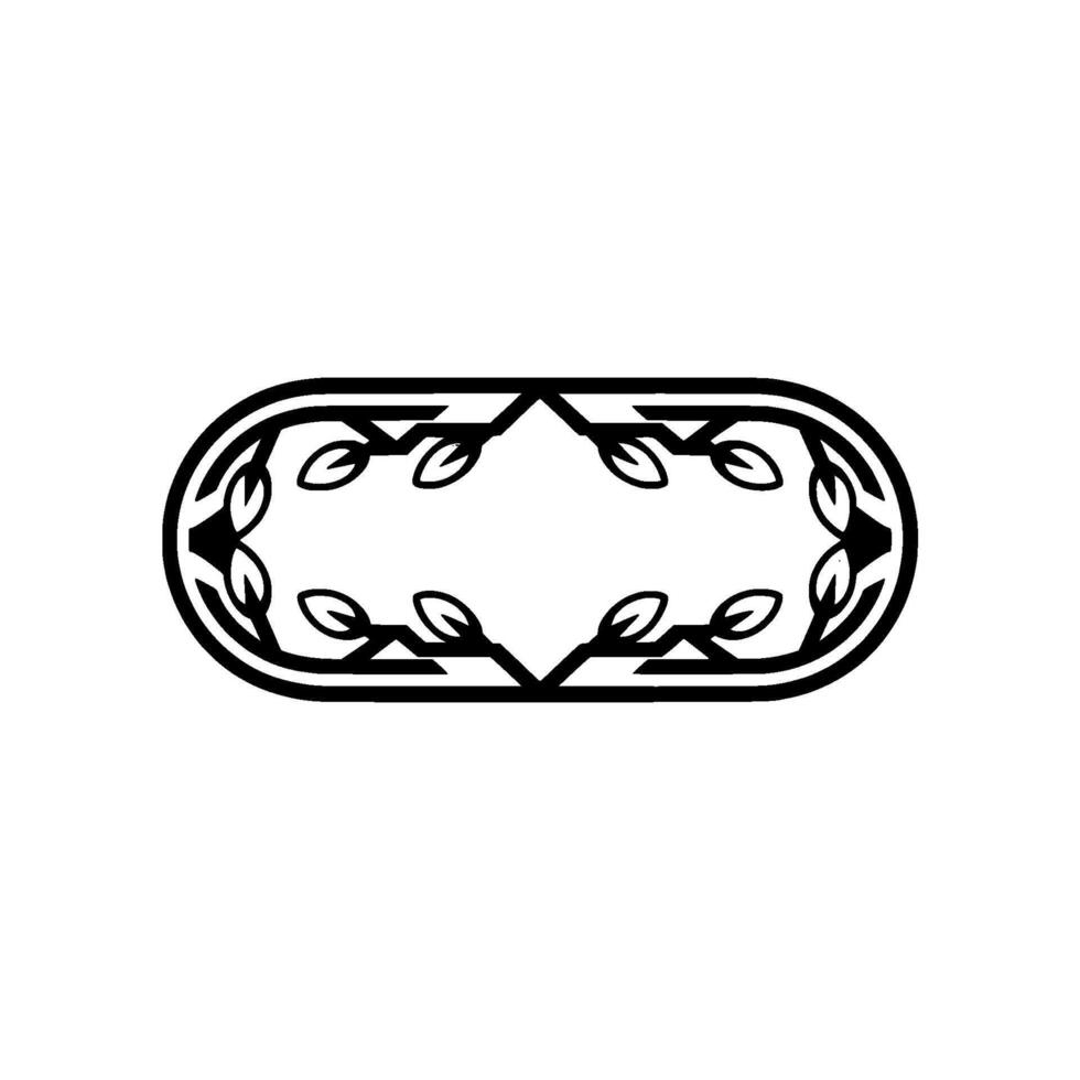 Minimalist Botanical Oval Frame, Black and White vector