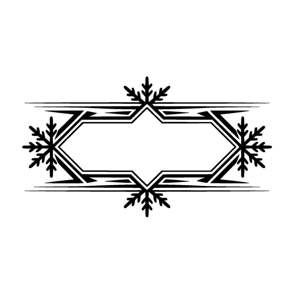 Elegant Winter Snowflake Frame - Minimalist Black White vector