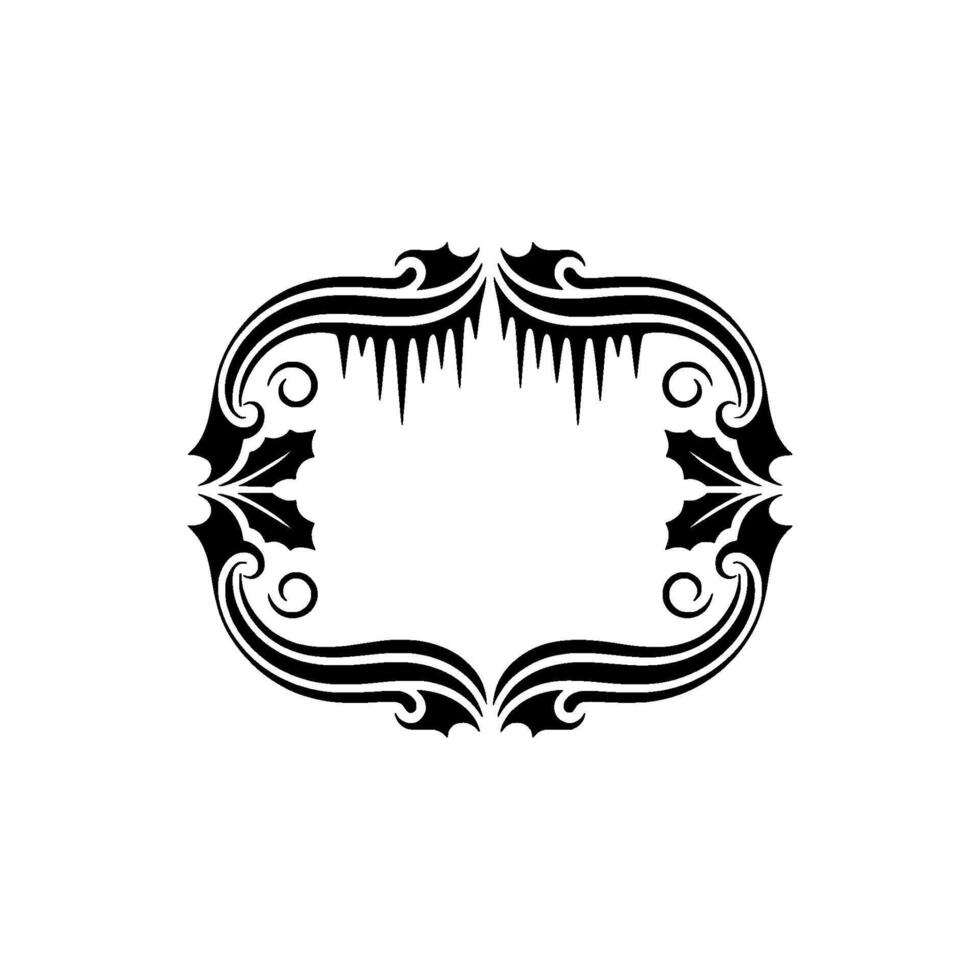 Elegant Black Frame with Icicles and Holly - Winter vector