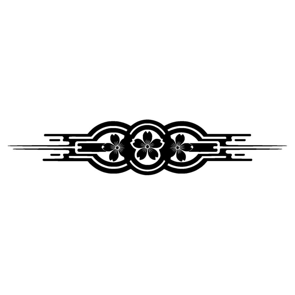 Japanese Floral Ornament Minimalist Black Blossom Motif vector