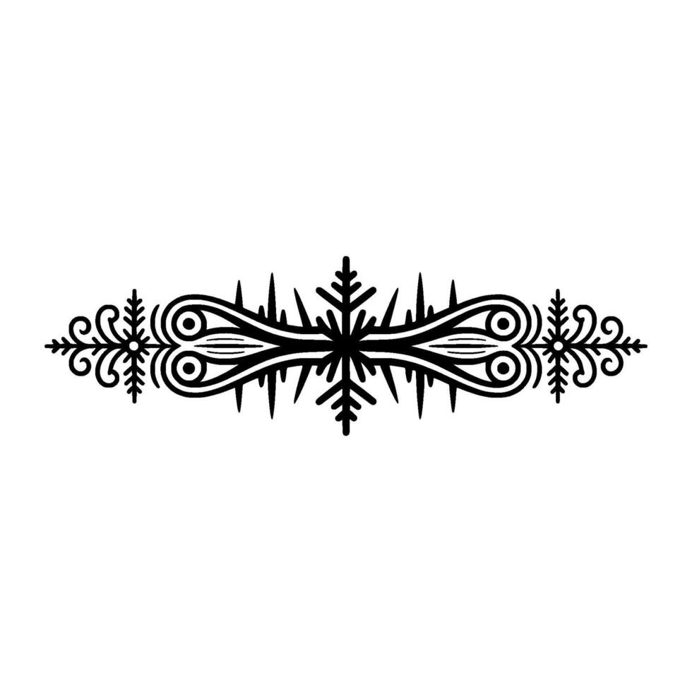 Ornate Black White Border Snowflake, Floral Elements vector