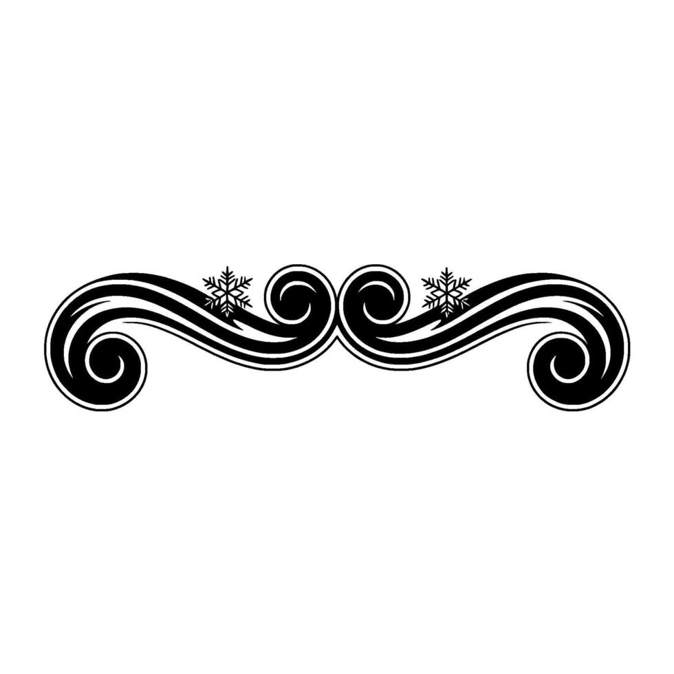 Elegant Winter Ornament Black Swirls Snowflakes on White vector