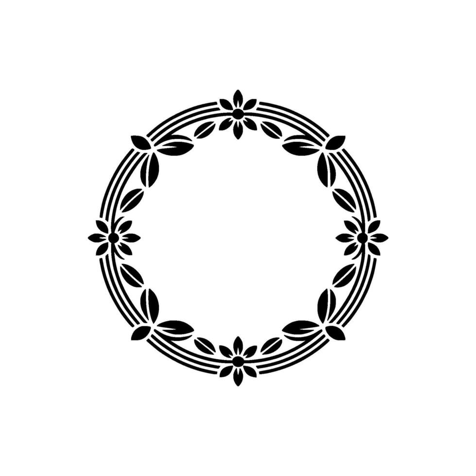 Minimalist Floral Wreath - Black and White, Elegant Element vector