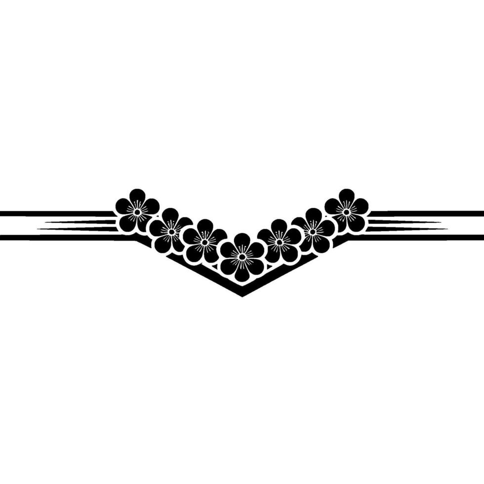 Minimalist Floral Line , Black and White, Elegant Japanese Style vector