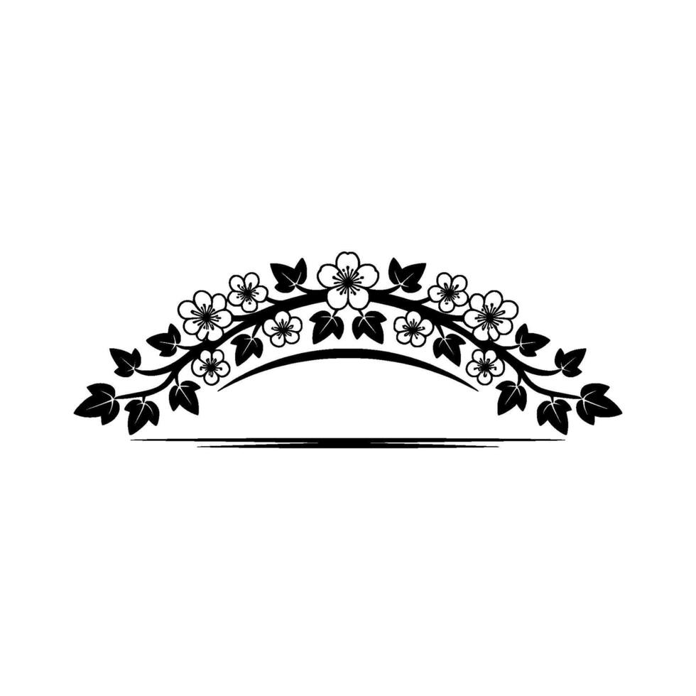 Elegant Floral Arch Silhouette - Monochrome, Decorative Element vector
