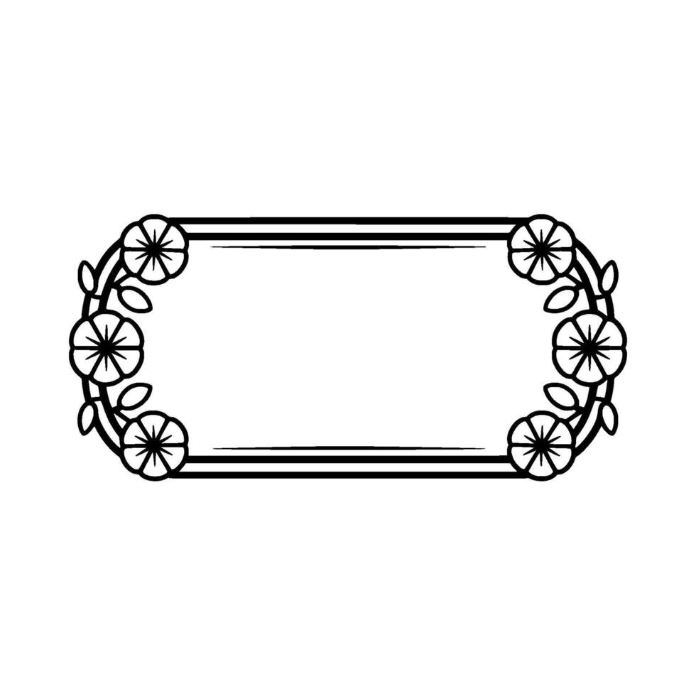 Elegant Floral Frame Black White Minimalist for Invitations vector