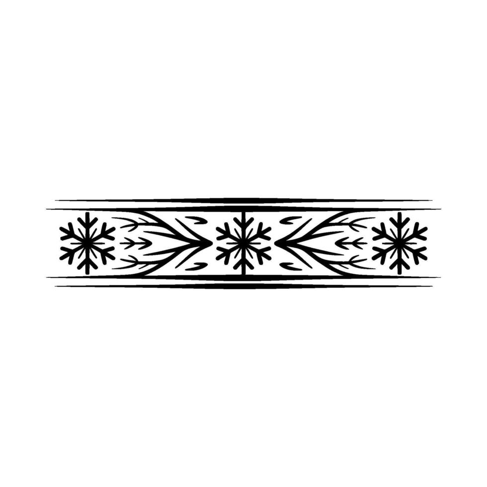 Winter Snowflake Pattern Border Element in Monochrome vector