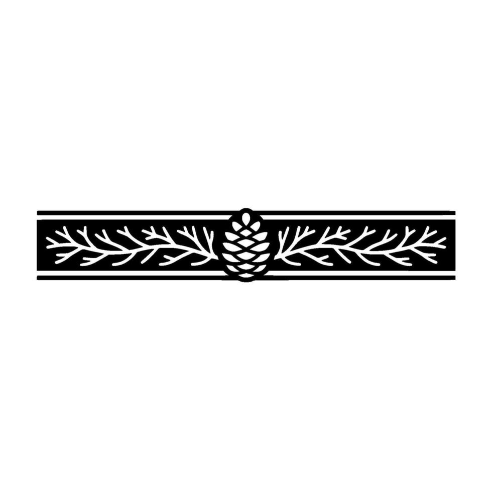 Geometric Pine Cone and Branch Border - Minimalist Emblem vector