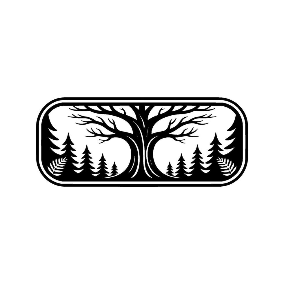 Forest Silhouette Tree, Pines, Nature , Monochrome vector