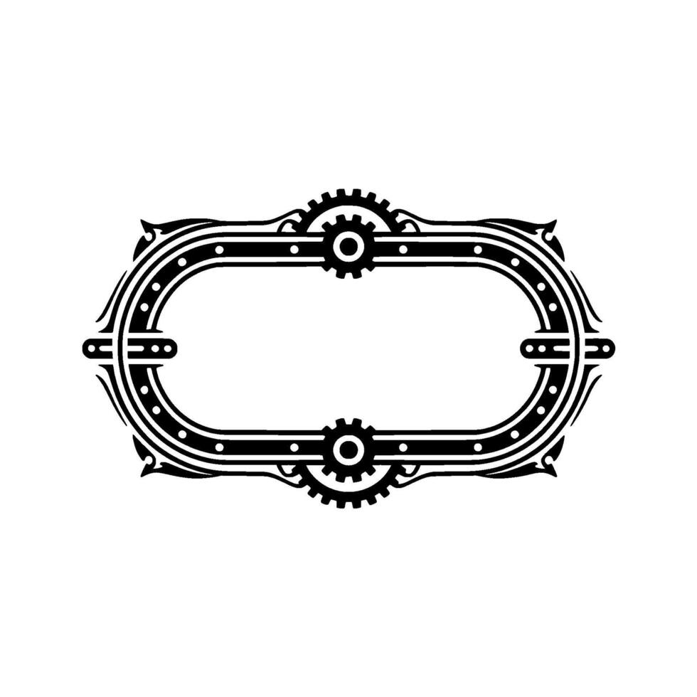 Steampunk Frame Illustration, Black and White Ornate Border vector