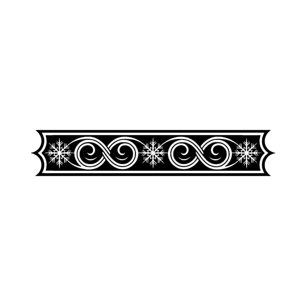Elegant Black White Winter Ornamentation, Snowflake and Swirl Border vector