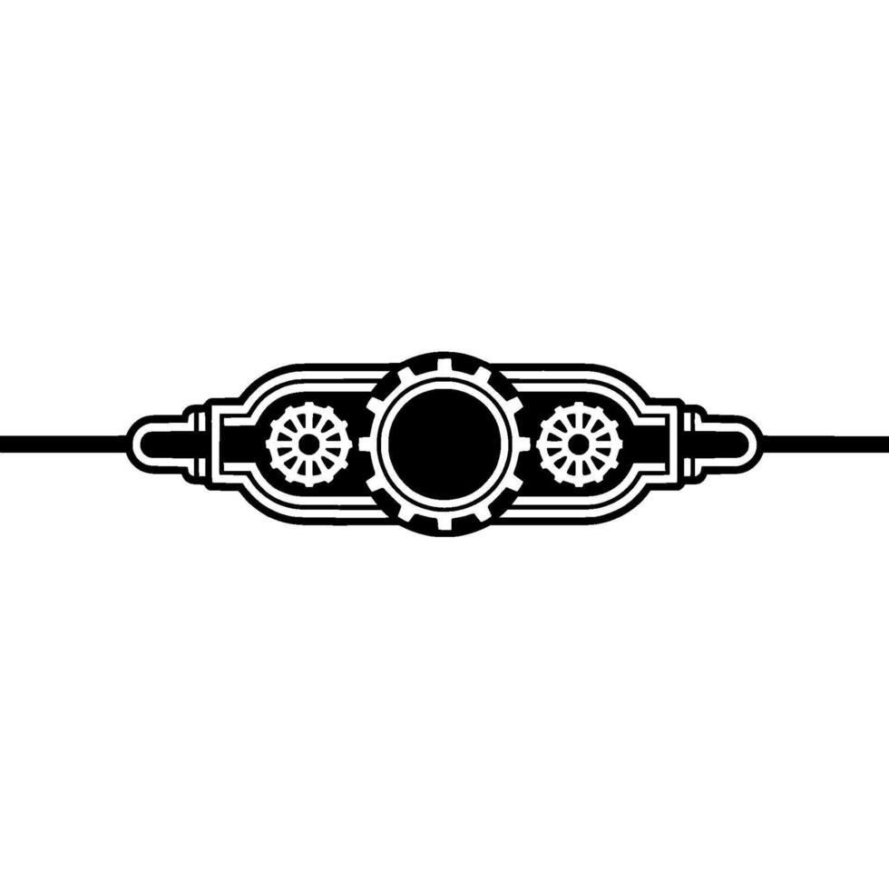 Minimalist Steampunk Cogwheel Element, Black White vector