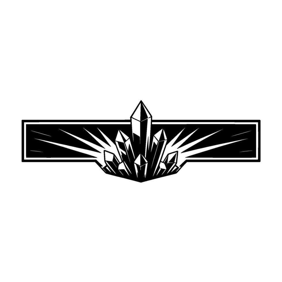 Black Crystal Badge - Elegant, Geometric vector