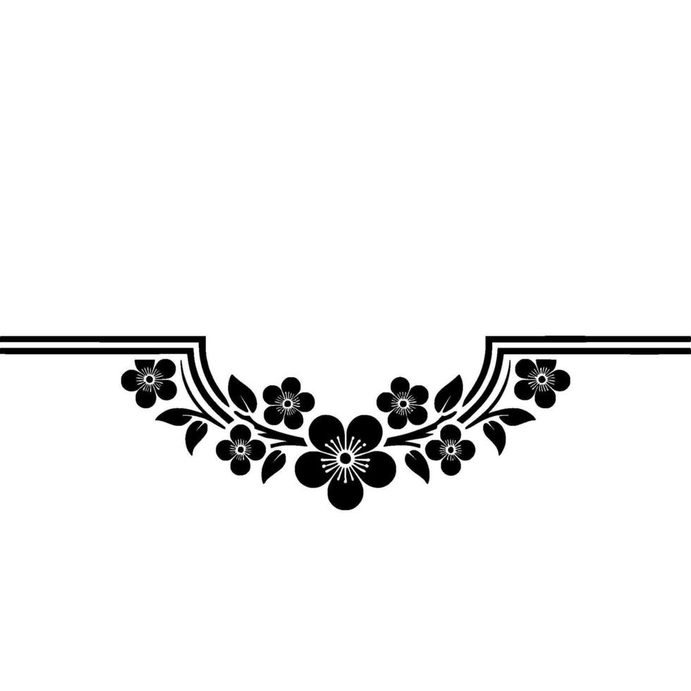 Elegant Floral Border in Black, on White vector