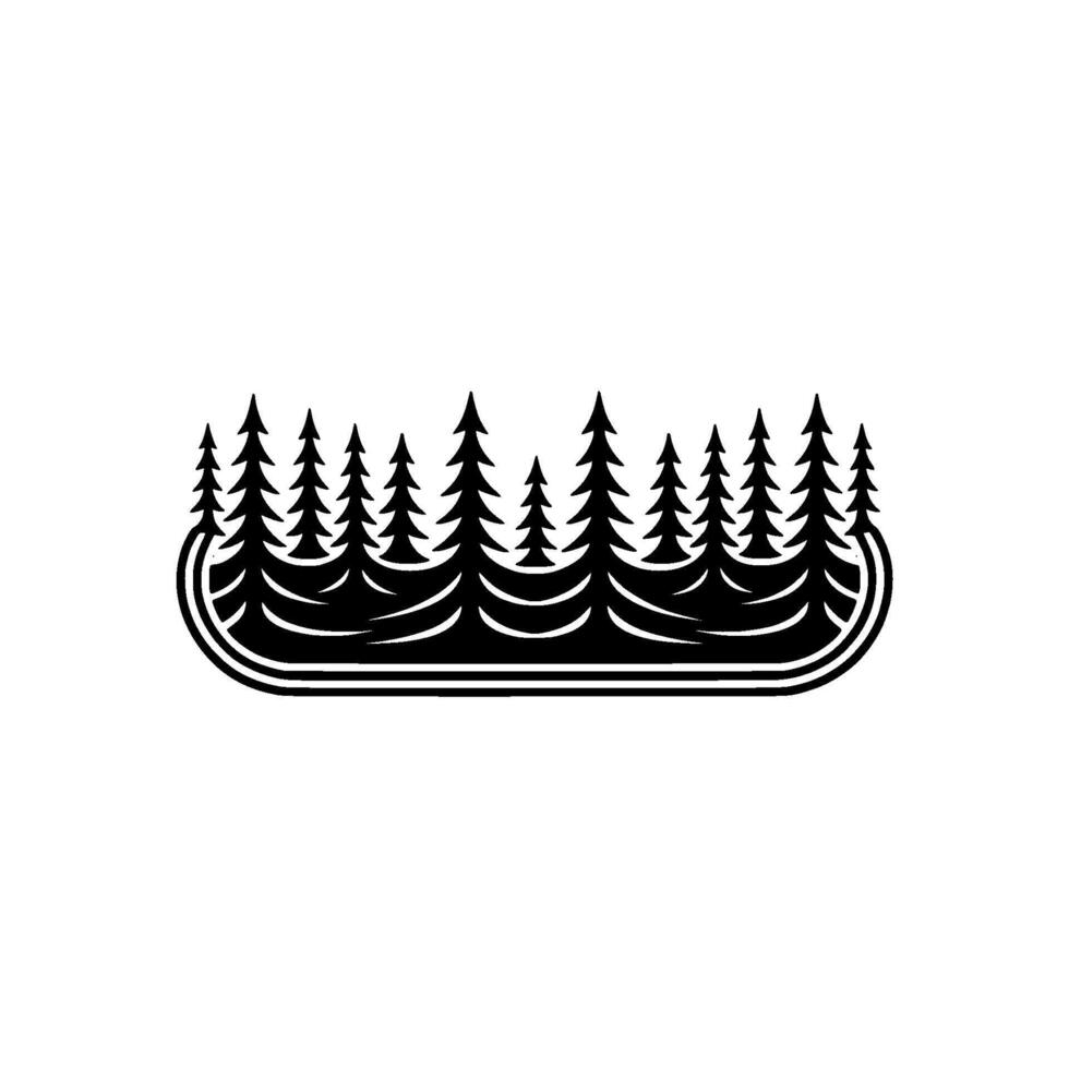 Minimalist Forest Black Fir Trees in an Oval, Nature vector