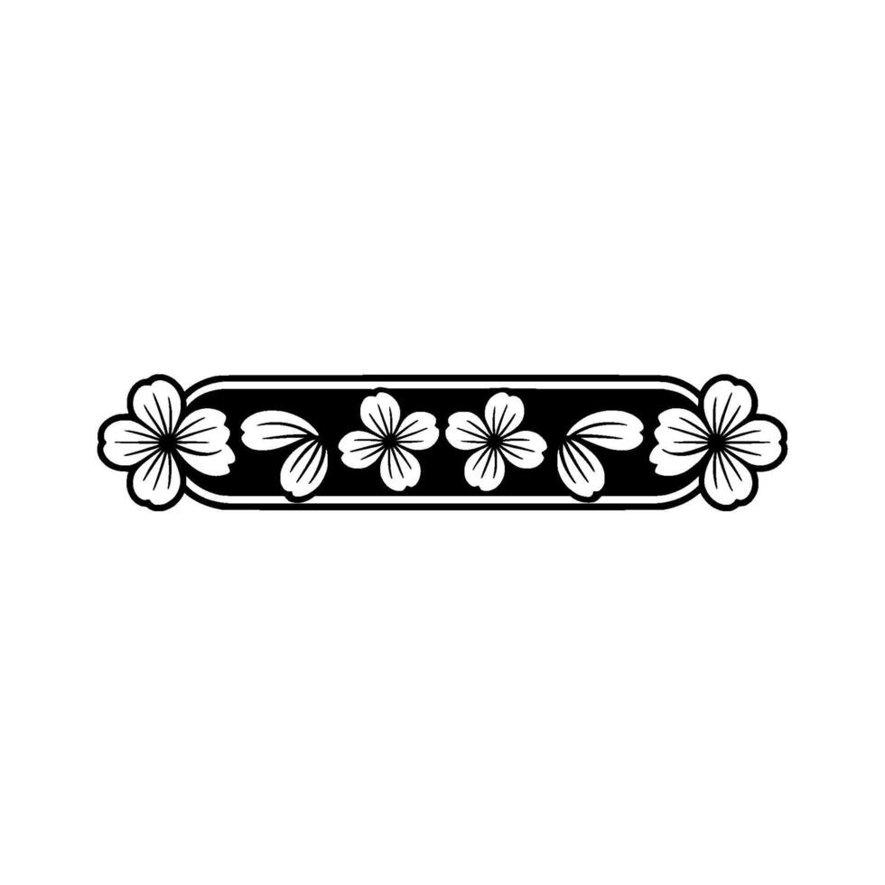 Minimalist Floral Border , Black and White Ornament, Elegant Decorative Element vector