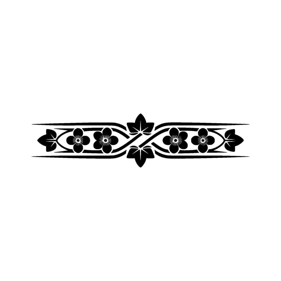 Elegant Floral Border Element, Black, and White vector