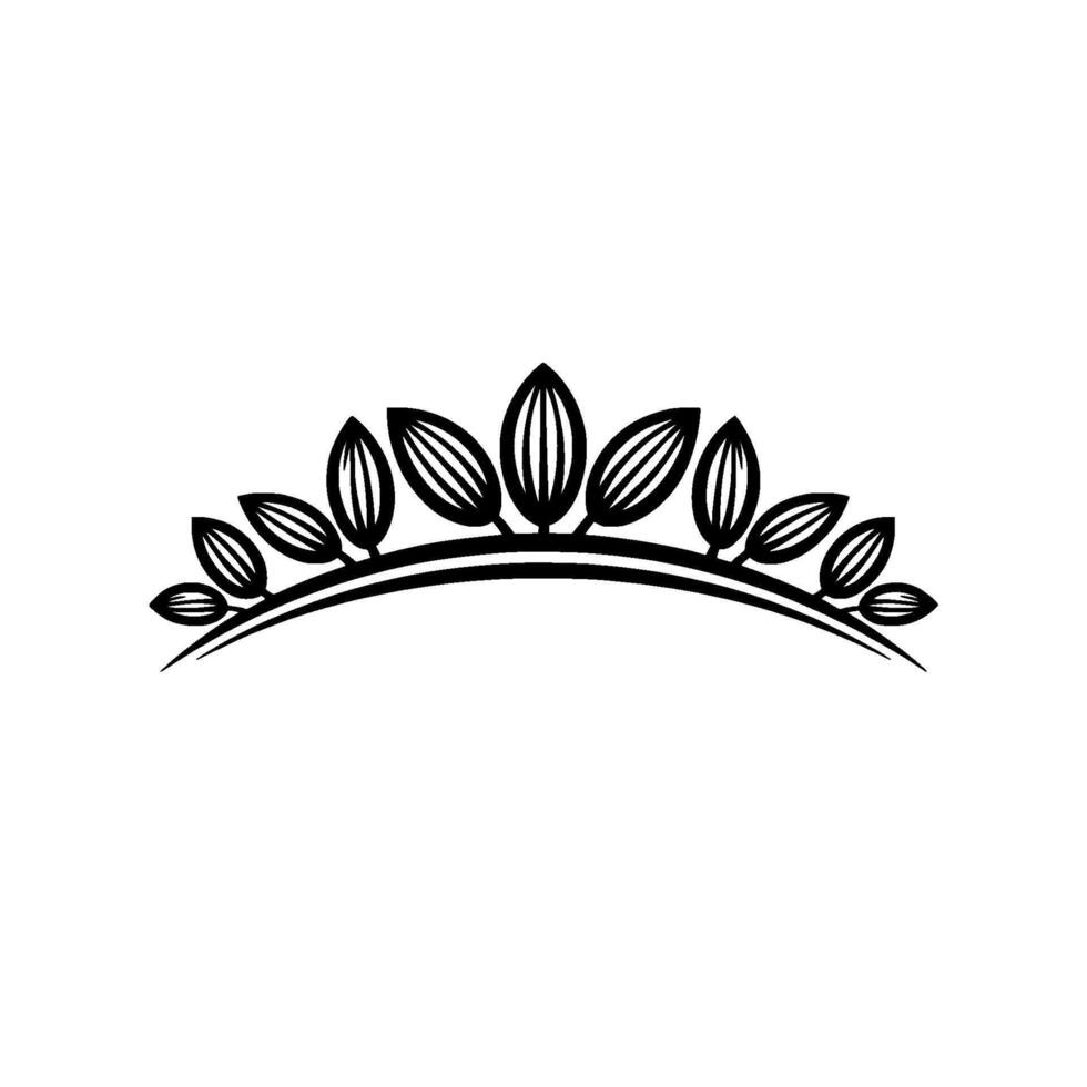 Minimalist Crown Black Leaves on White, Elegant and Symbolic vector