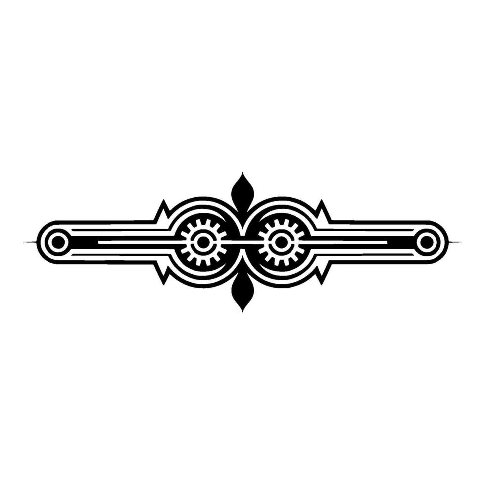 Abstract Mechanical Ornament Black White Art Deco vector