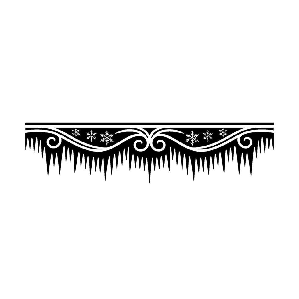 Winter Border Ornament Black White Snowflake Icicle vector