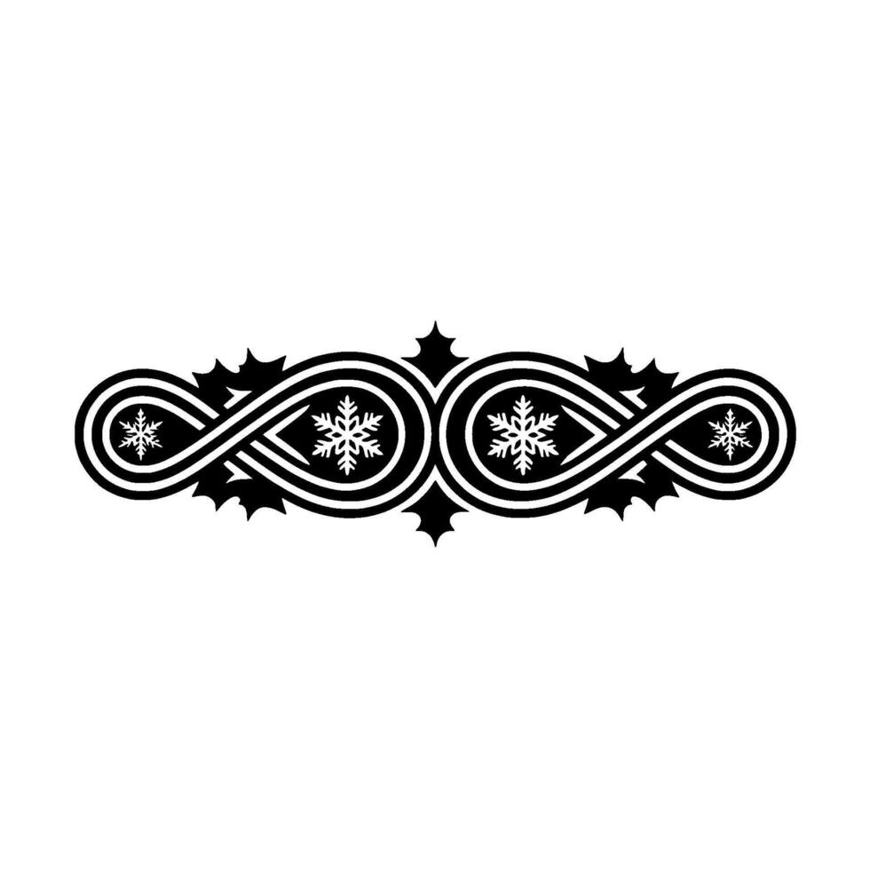 Ornamental Winter Border, Black and White Snowflake vector