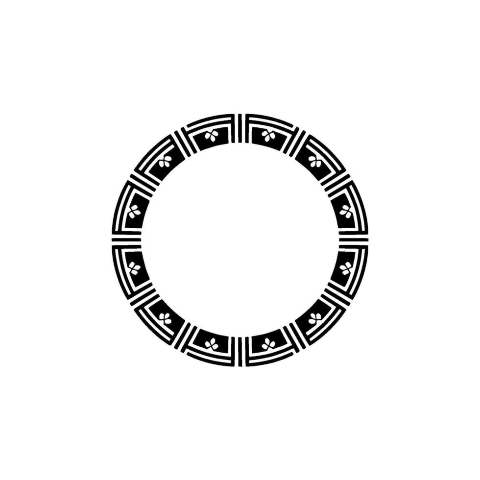Minimalist Circular Geometric Black and White Ornament vector