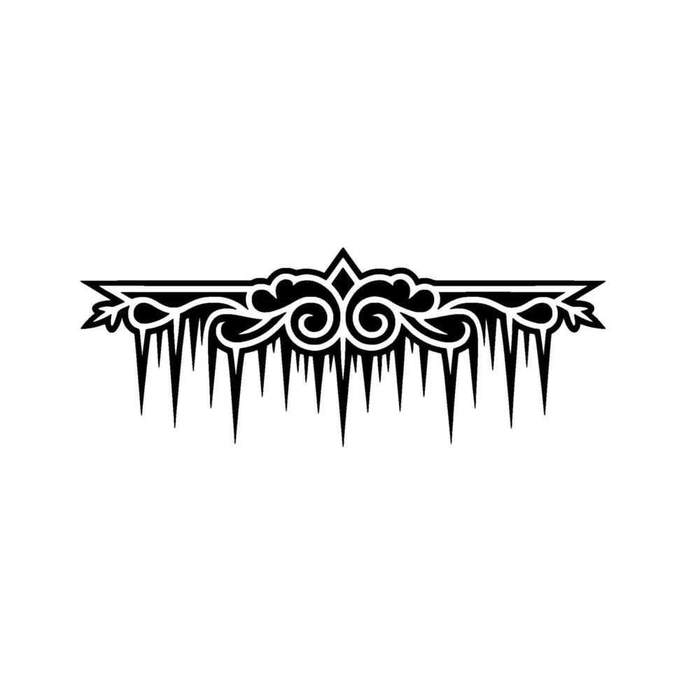 Winter Frosty Border Illustration, Black and White Minimalist vector
