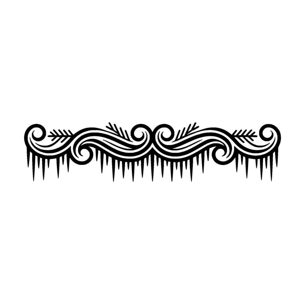 Winter Border Ornament Black Swirls, Icicles vector