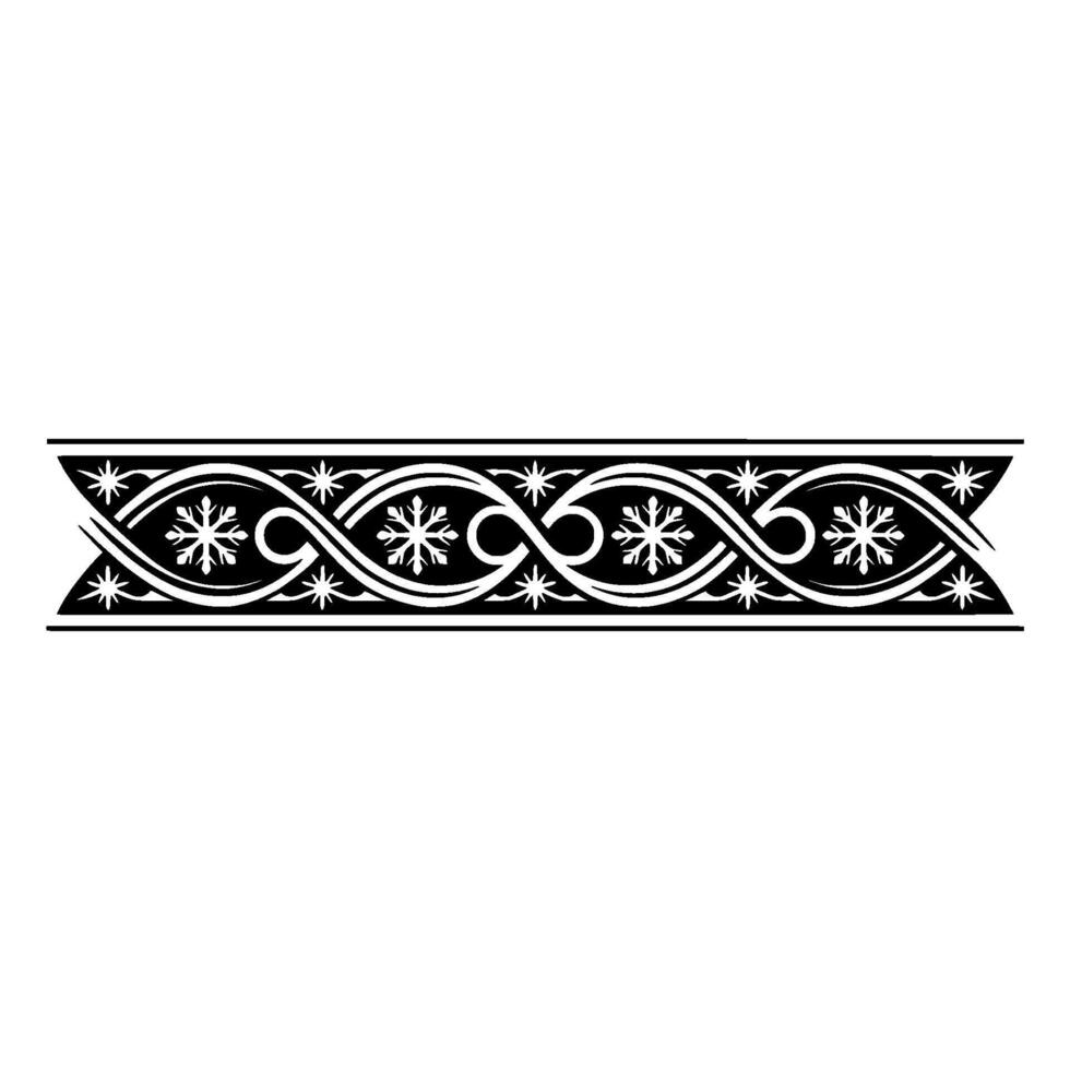 Intricate Black White Ornamental Border , Isolated on White vector