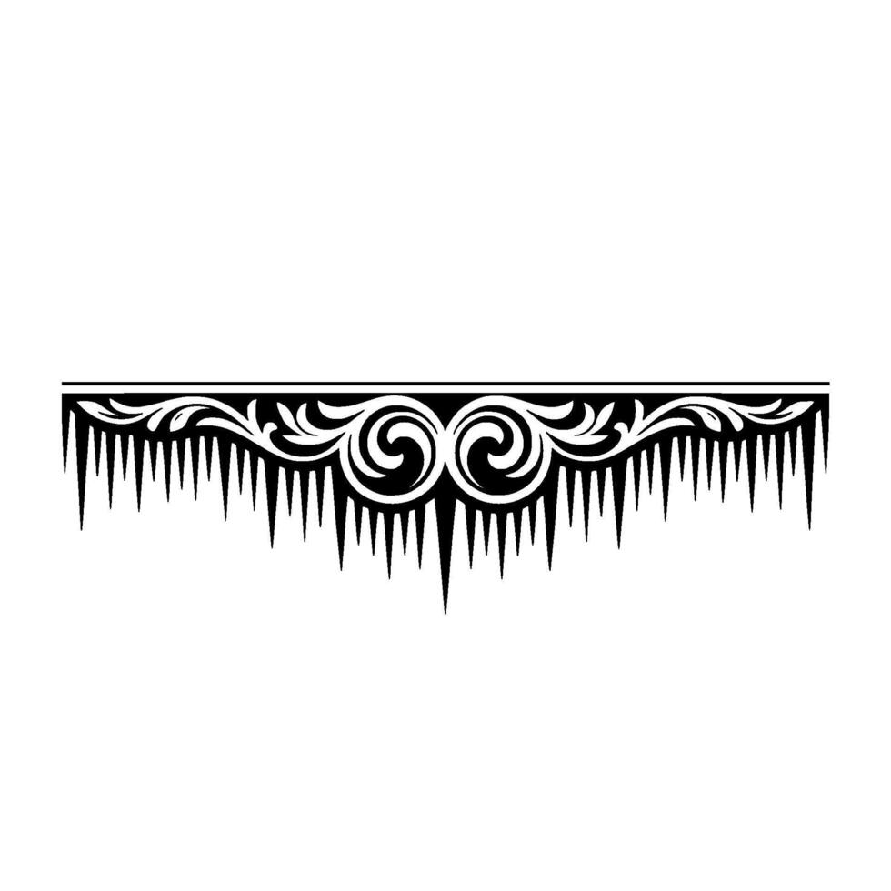 Elegant Black Ornamental Border with Icicles on White vector