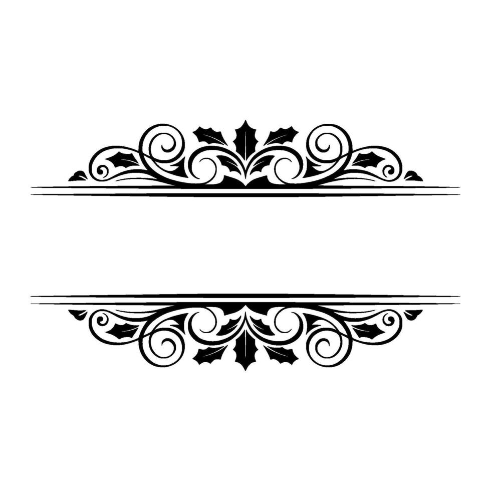 Elegant Black Floral Frame with Text Space - Decorative Ornament vector