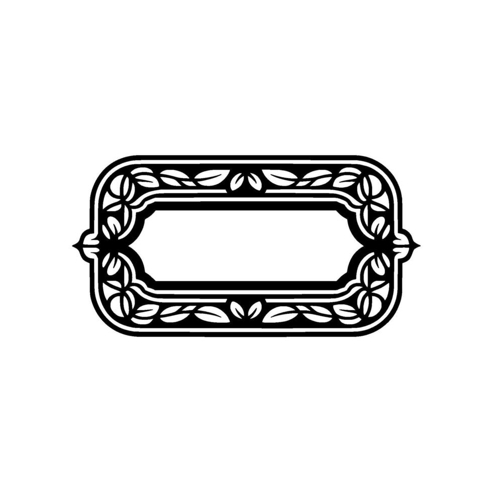 Elegant Floral Frame , Black on White, Element vector
