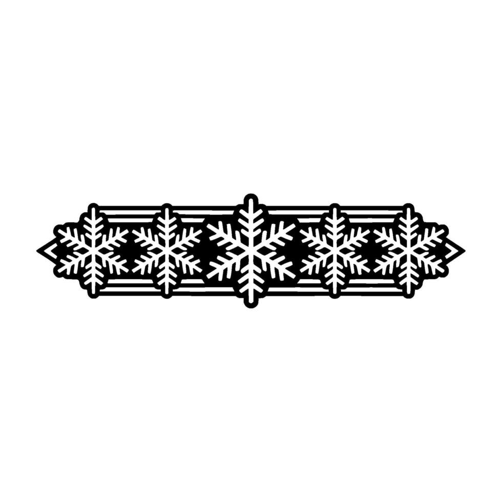 Snowflake Ornament Border - Minimalist Winter Decoration on Light Grey Background vector