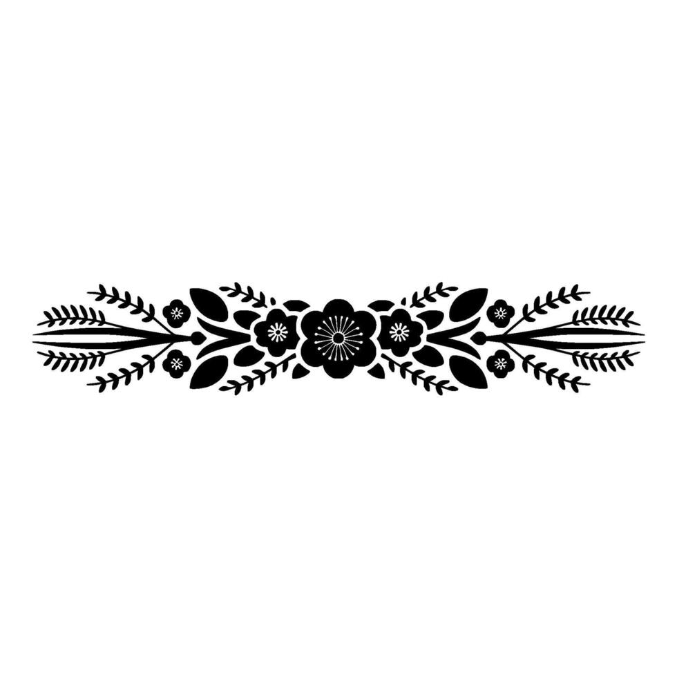 Elegant Floral Border Silhouette - Decorative Element vector