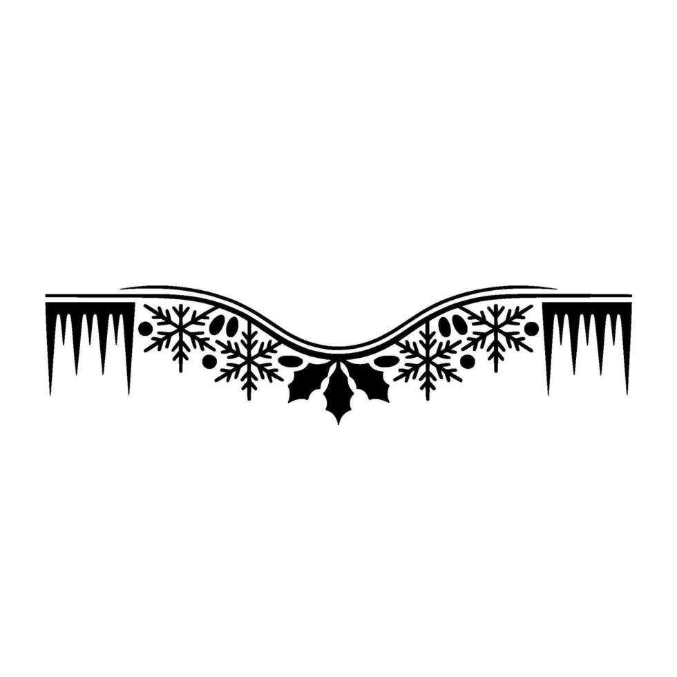 Minimalist Christmas Border Snowflakes, Holly, Icicles vector