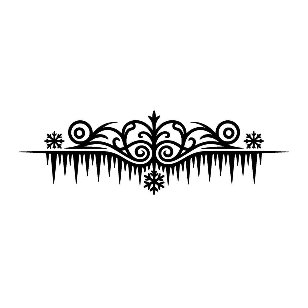 Winter Frost Ornament Black Icicle Border Element vector
