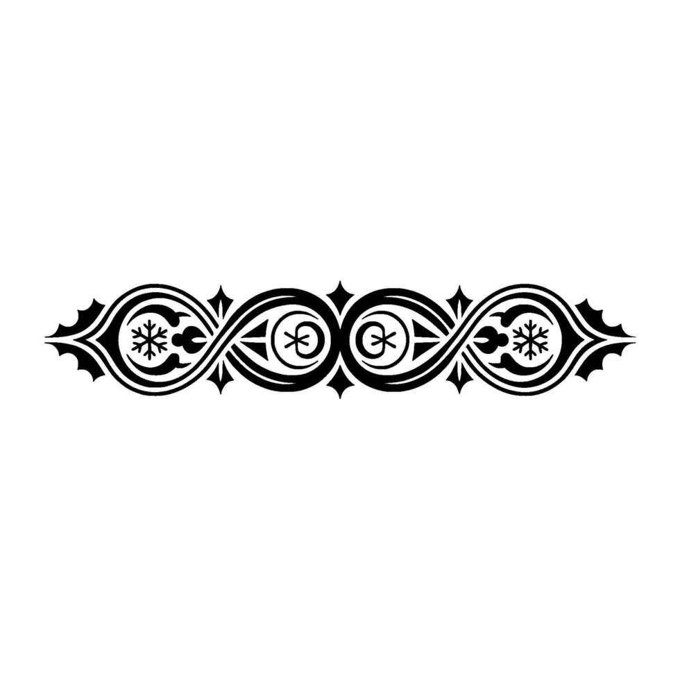 Elegant Black Ornamental Divider with Snowflake Accents vector