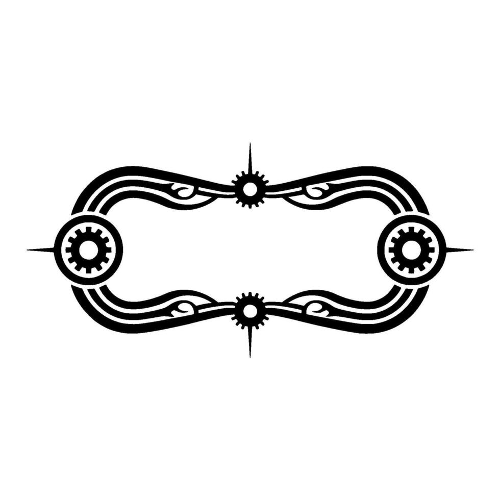 Steampunk Frame with Gears and Curves on White Background vector