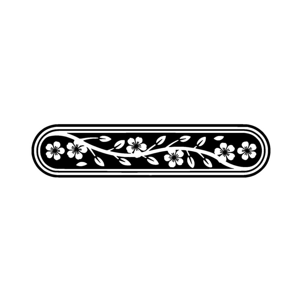 Minimalist Floral Ornament , Black White, Decorative Border Element vector
