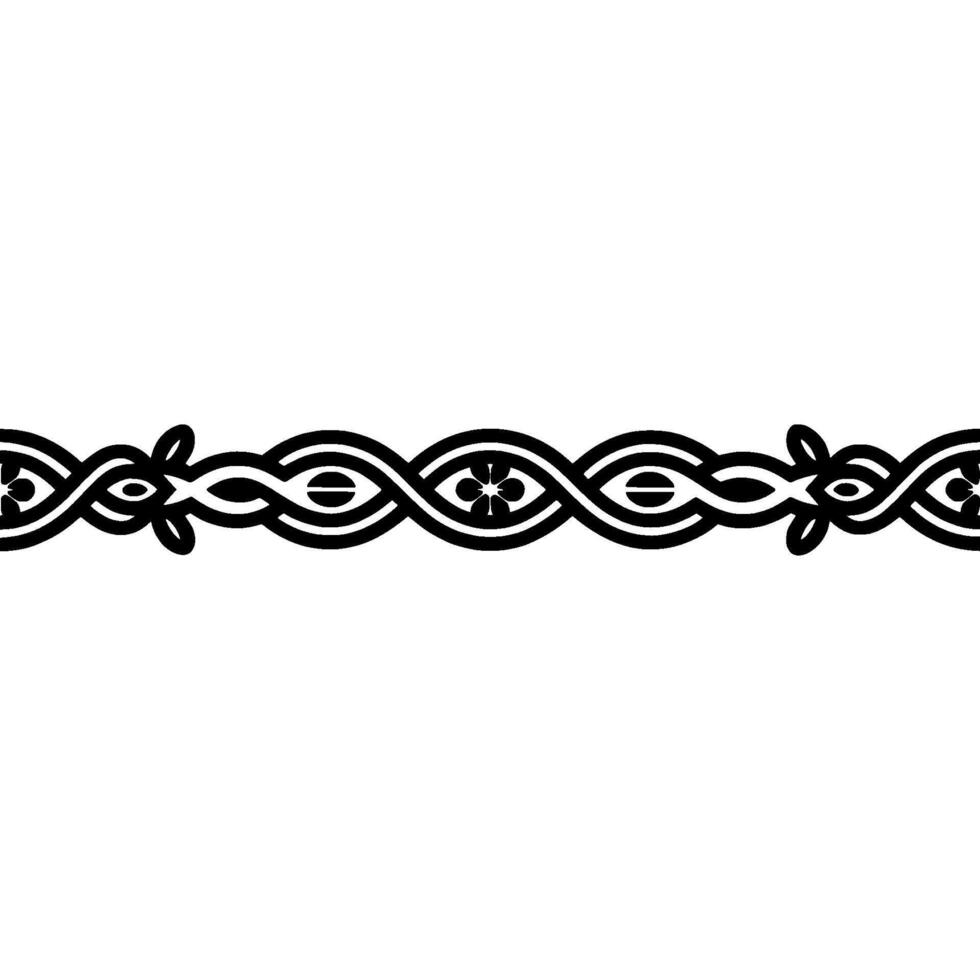 Ornamental Black Border Woven Motif with Floral Accents vector