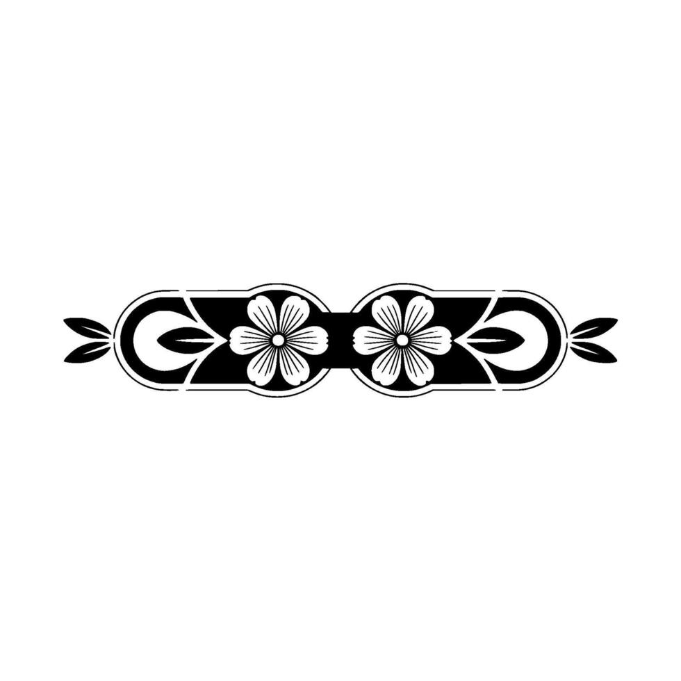 Floral Geometric Border, Black and White Ornament, Illustration vector