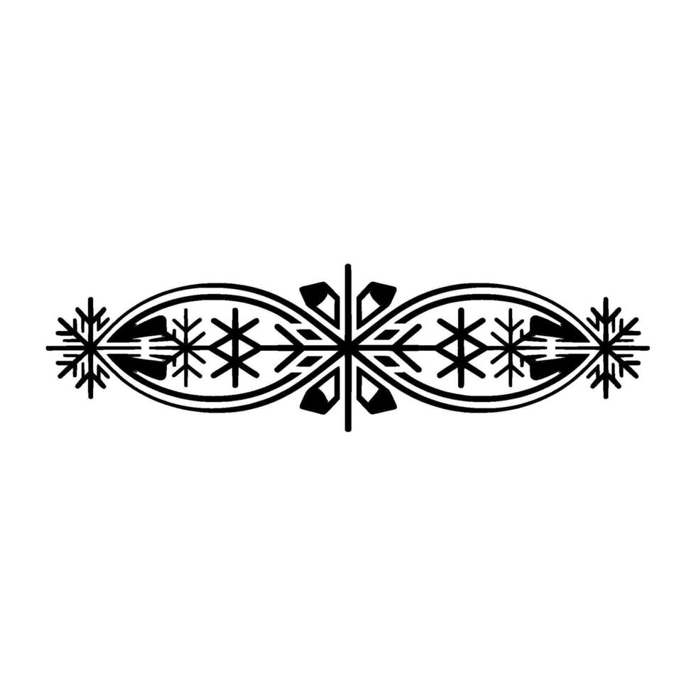 Elegant Black Snowflake Border, on White Background vector