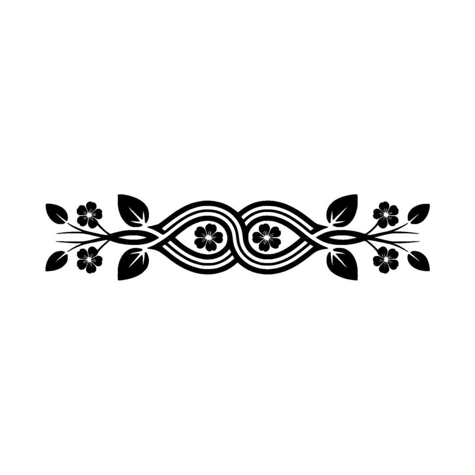 Elegant Floral Divider Black White Minimalist vector