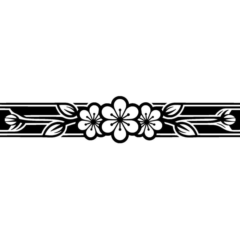 Elegant Floral Border, in Black and White, Decorative vector