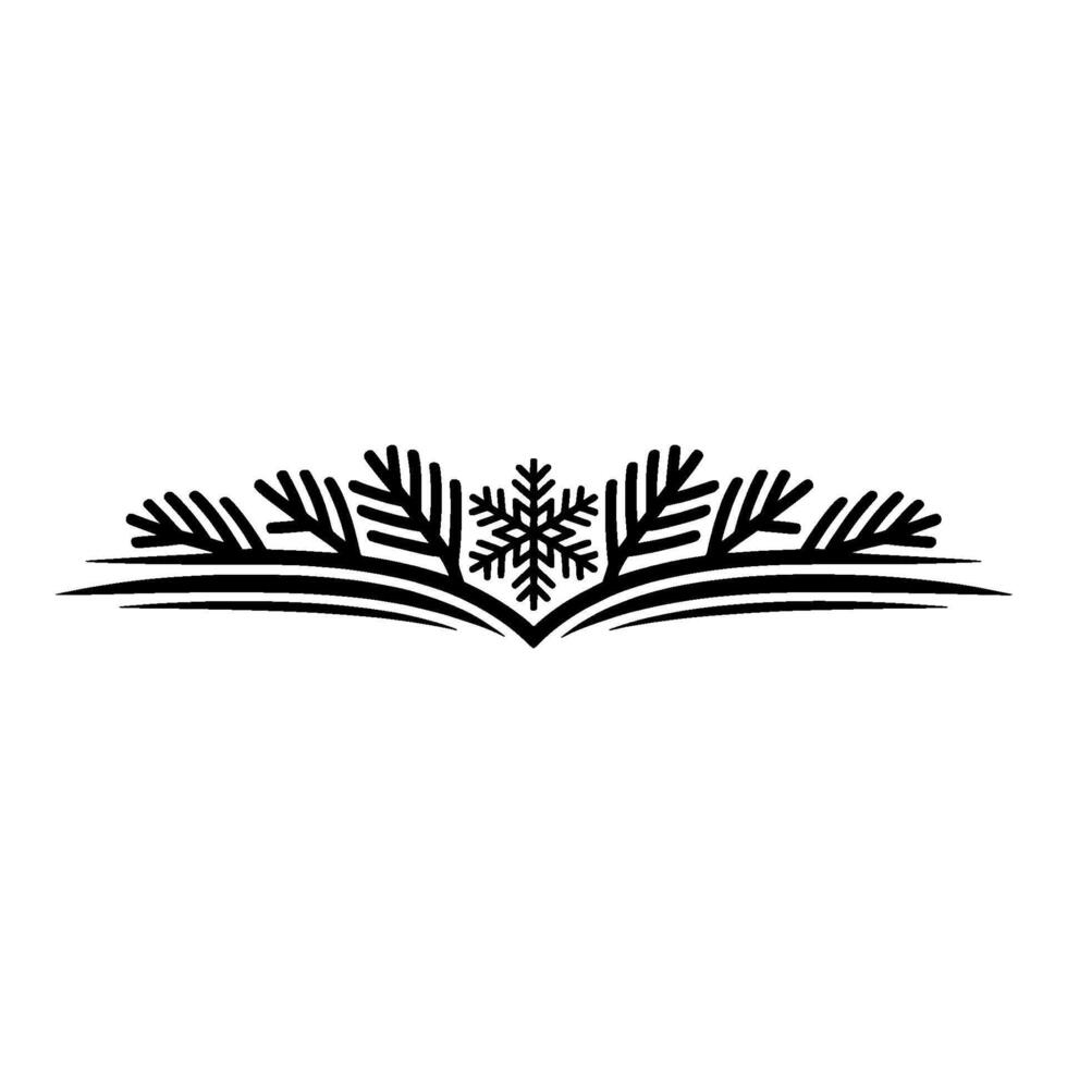Minimalist Winter Border with Snowflake Evergreen Foliage vector