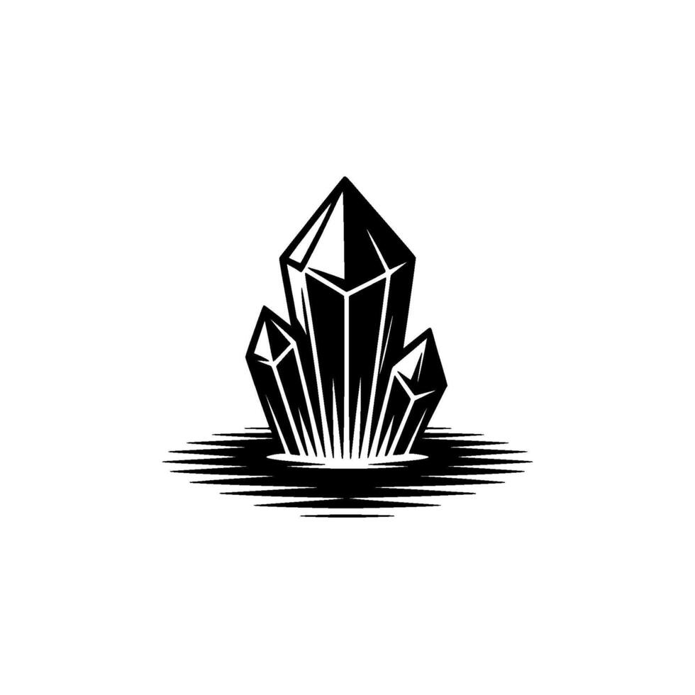 Elegant Crystal Cluster , Black White Geometric vector