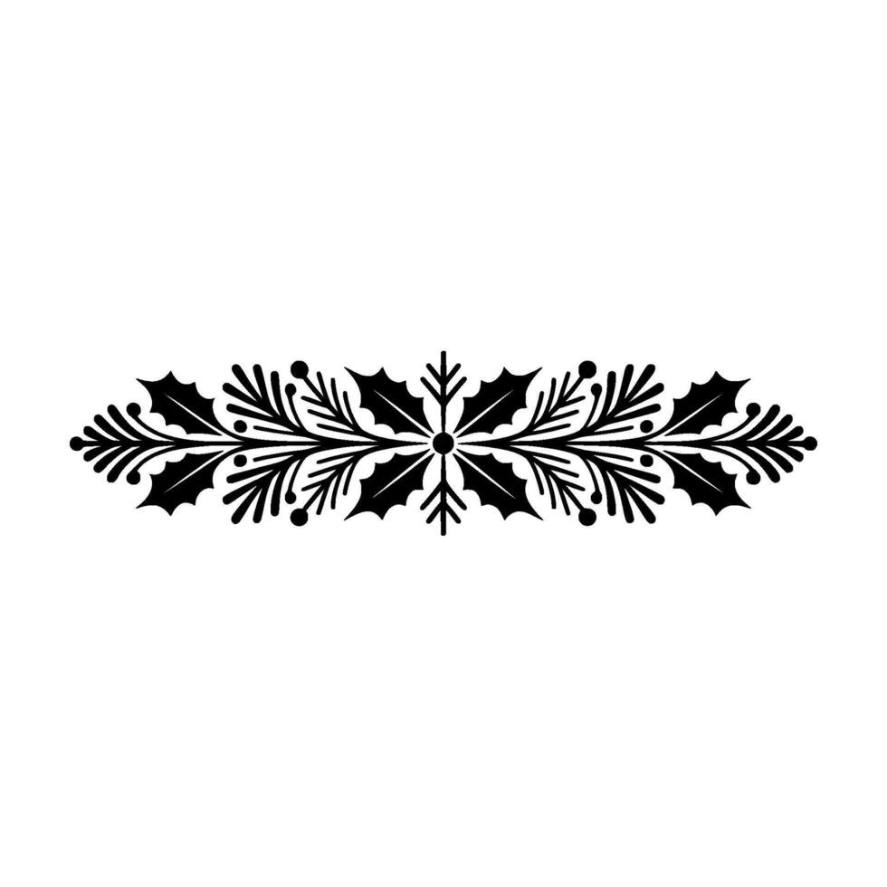 Black Holly Border on White, Elegant Christmas Element vector