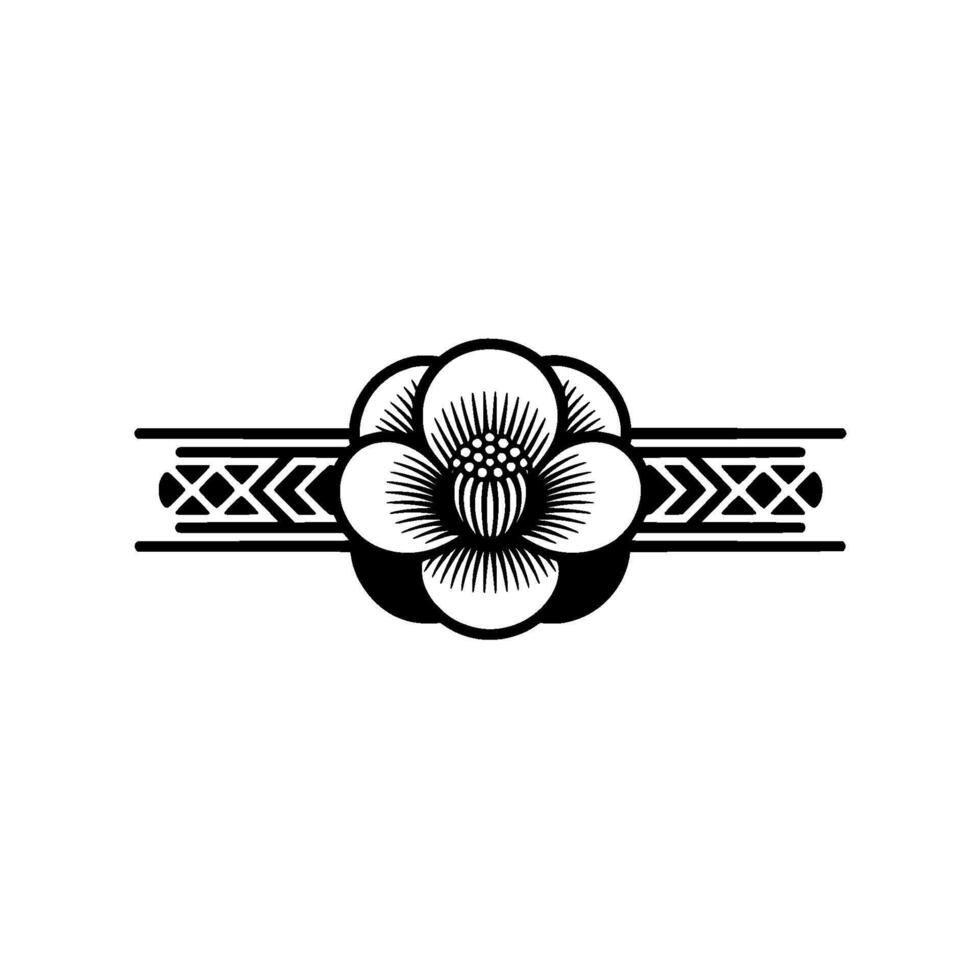 Elegant Floral Element Black and White Ornament vector